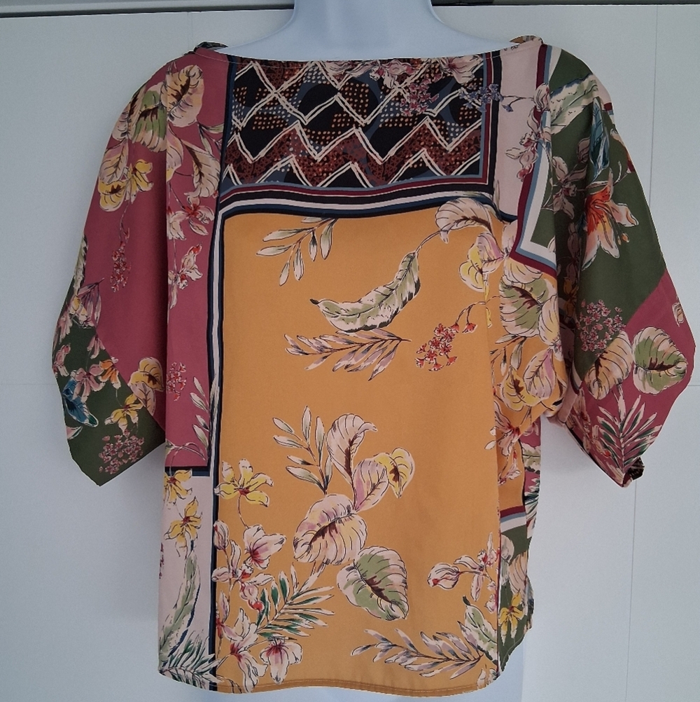 Zara/ Floral Patchwork Blouse - Multicolor/ Size US XS